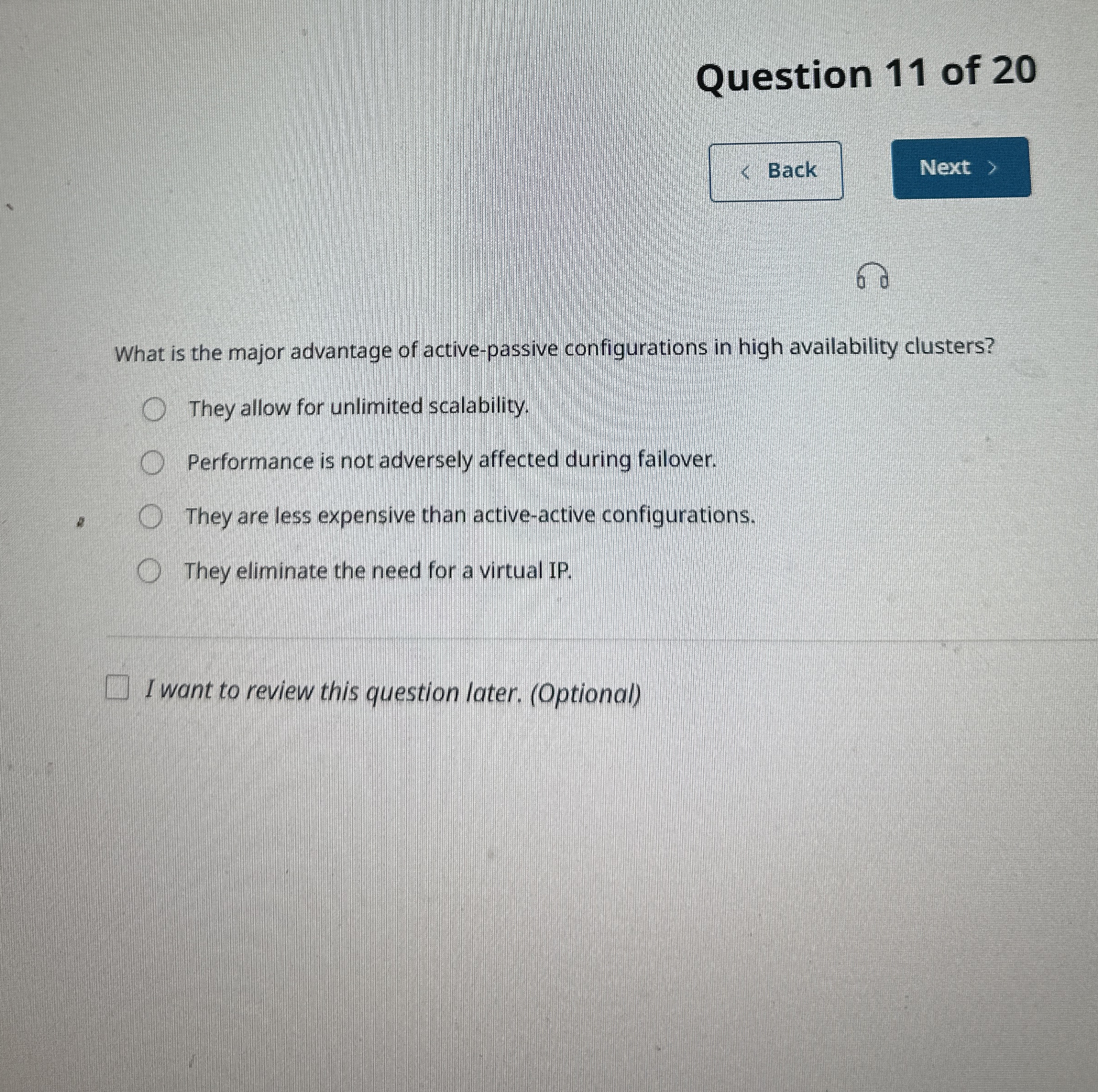 Question 1 1 of 2 0 6 What is the major advantage