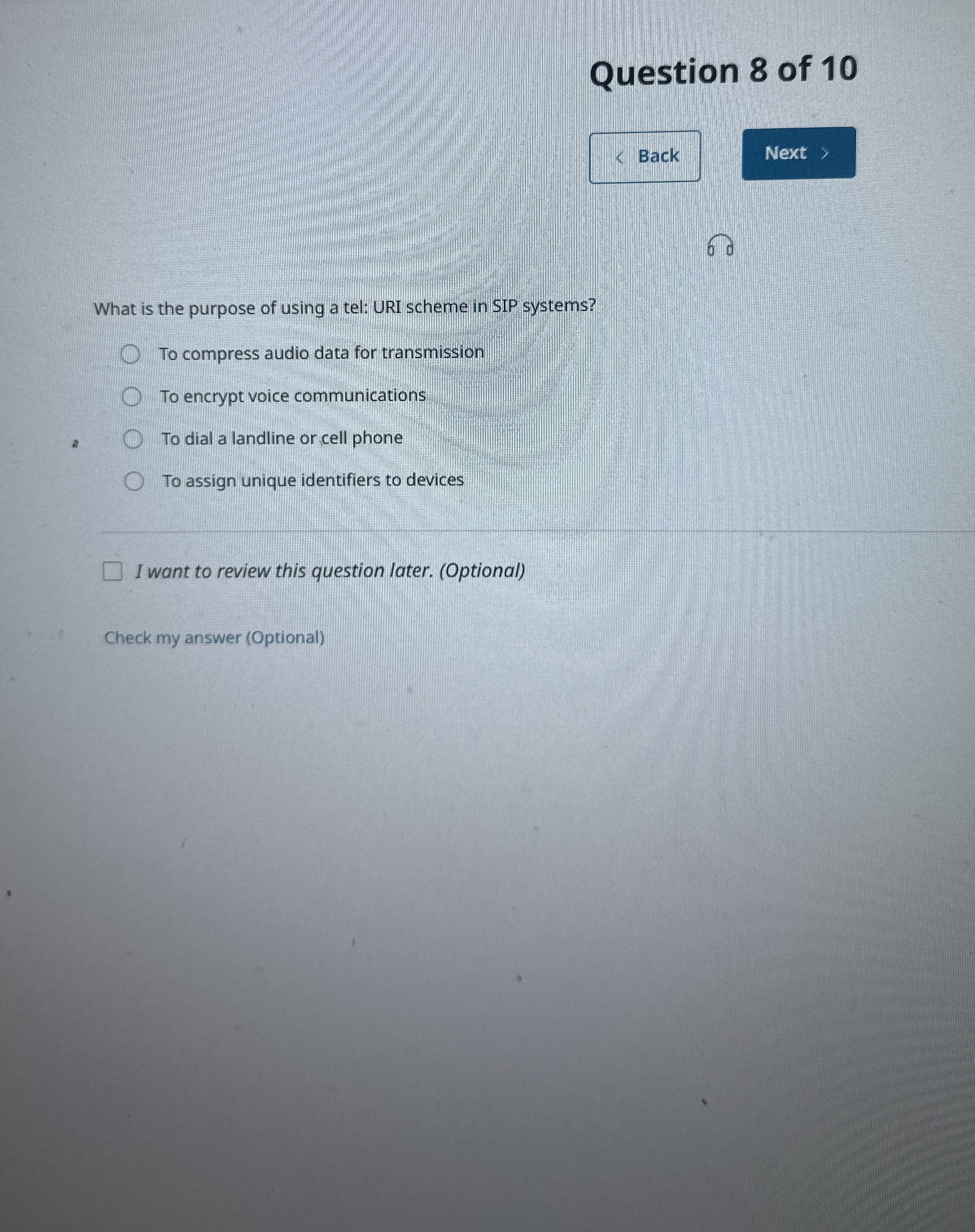Question 8 of 1 0 Back What is the purpose of