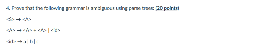 Prove that the following grammar is ambiguous