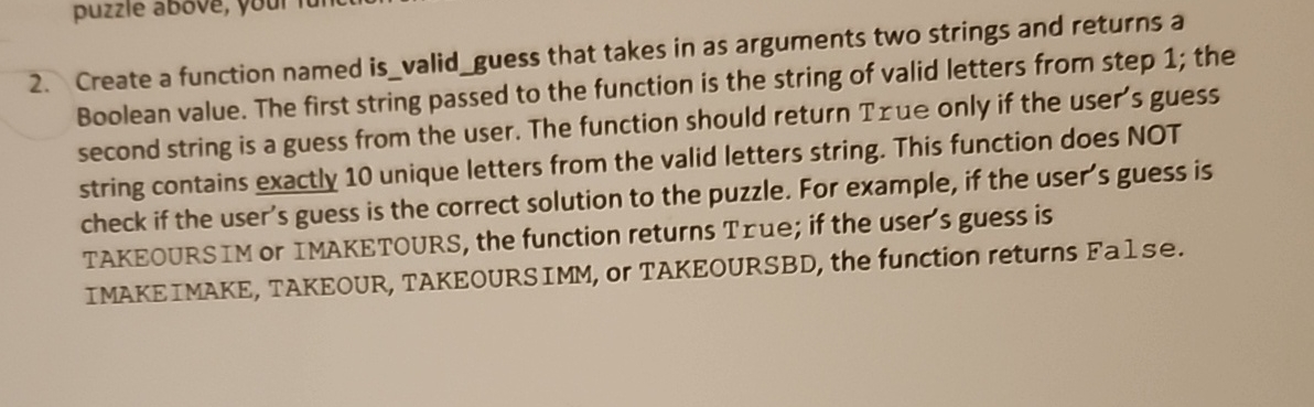 Create a function named is _ valid _ guess that