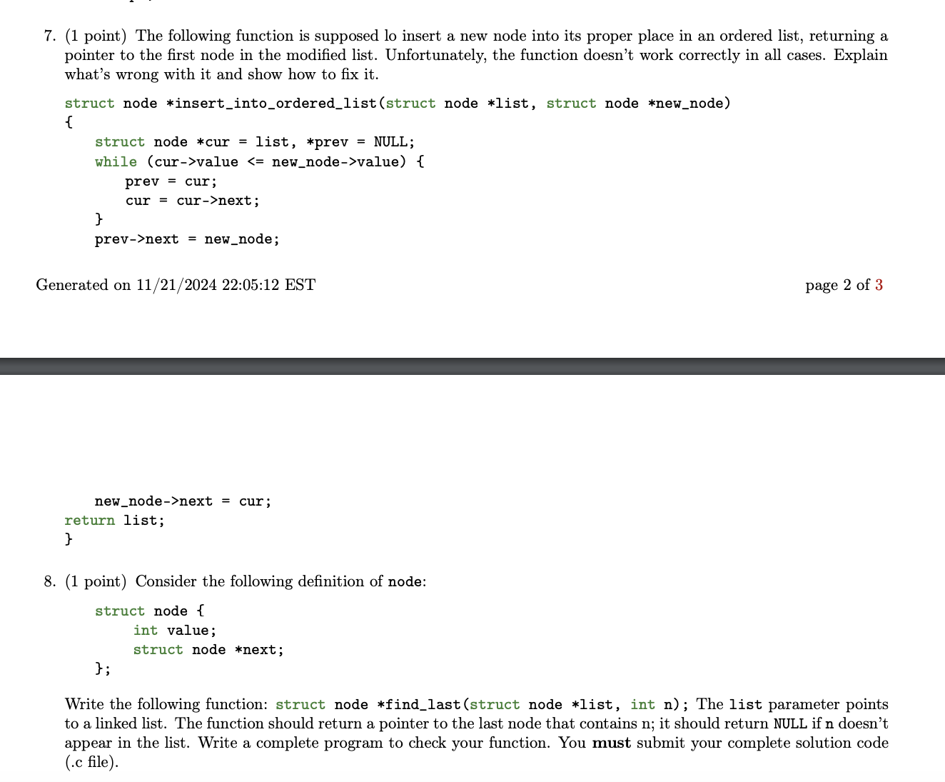 7 . ( 1 point ) The following function is
