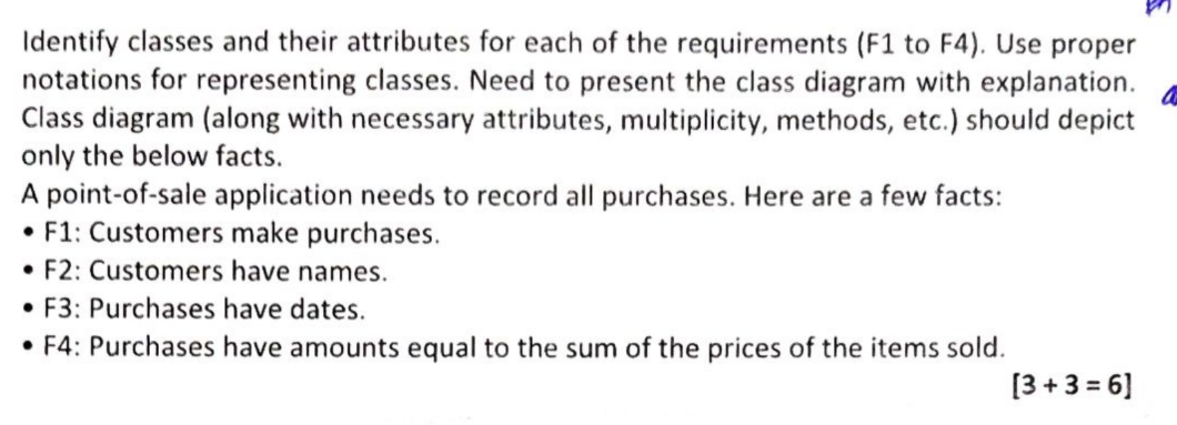 Identify classes and their attributes for each of