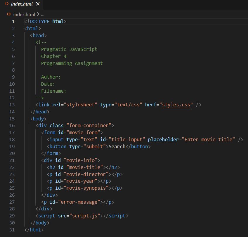 Create a webpage that displays information about