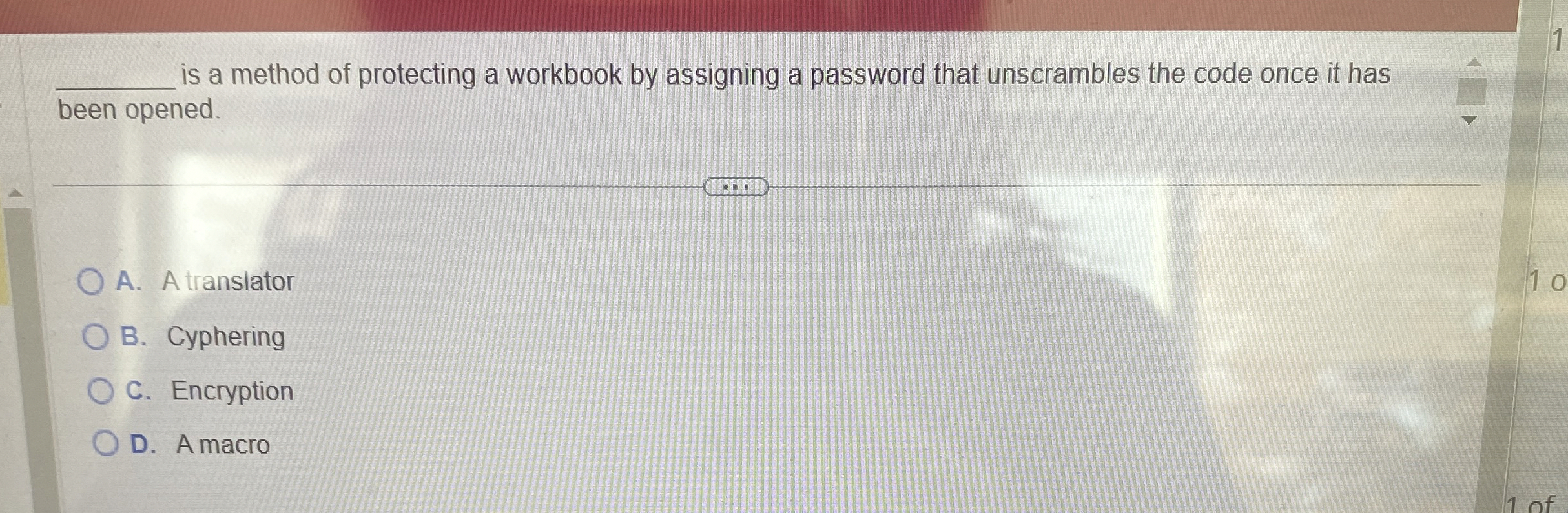 s a method of protecting a workbook by assigning