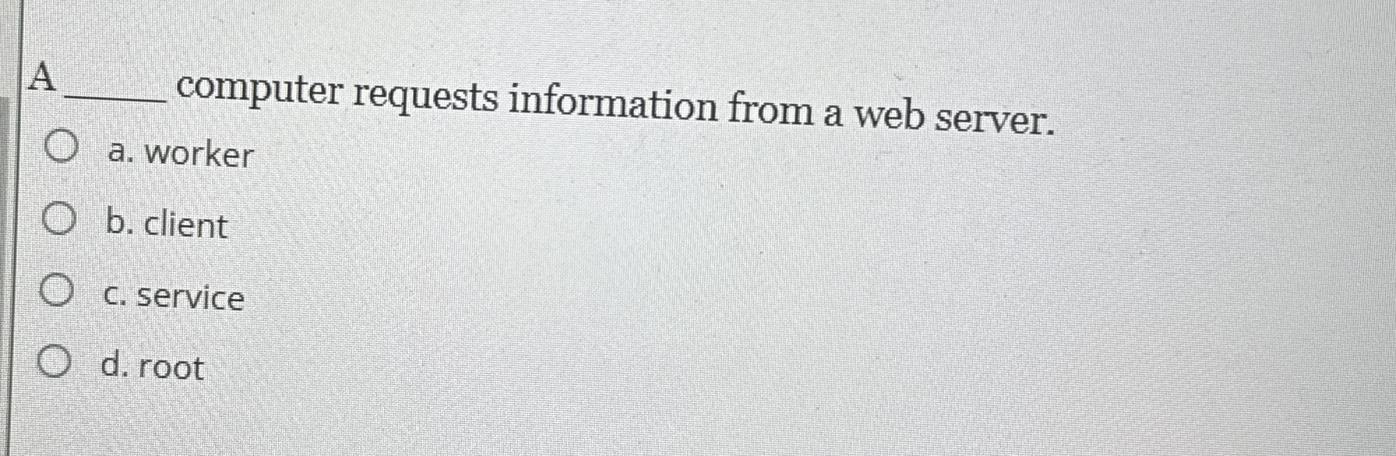 A computer requests information from a web