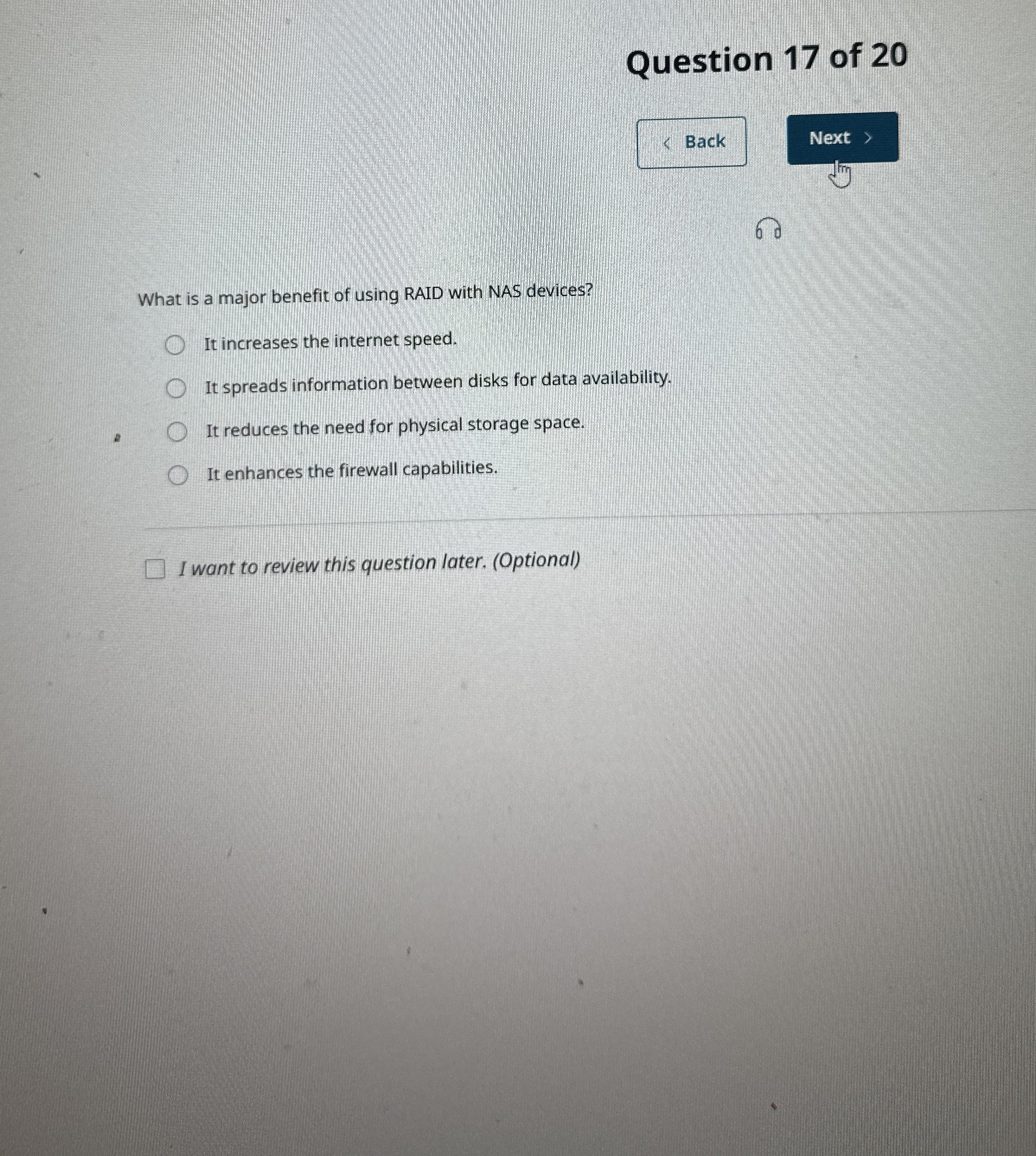 Question 1 7 of 2 0 Back Next  style=