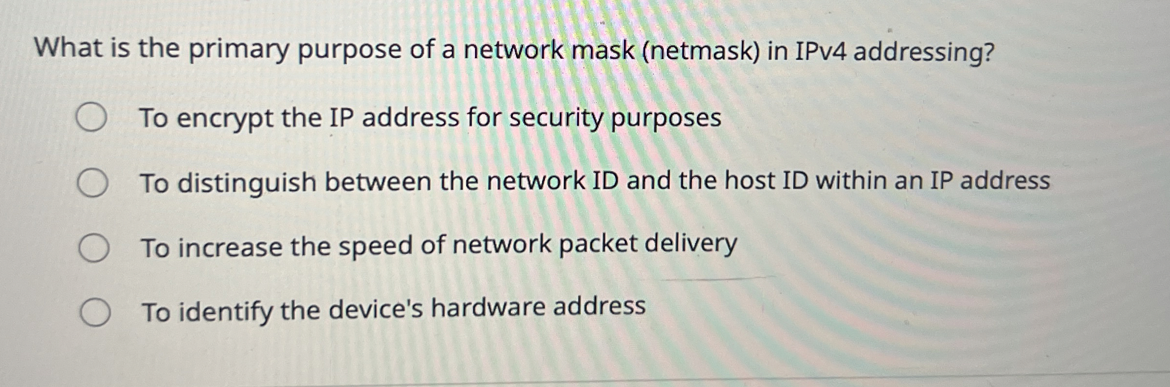 What is the primary purpose of a network mask (