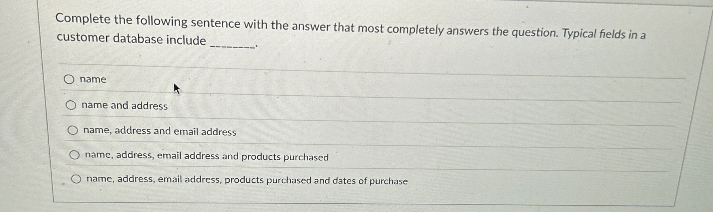 Complete the following sentence with the answer