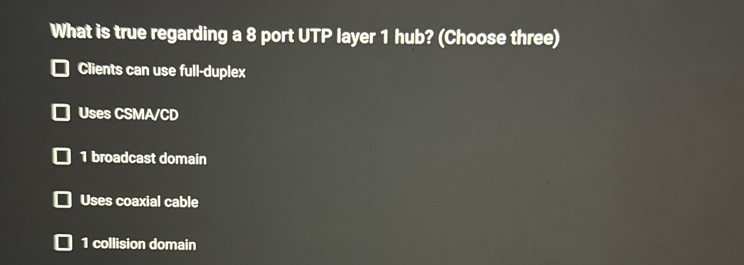 What is true regarding a 8 port UTP layer 1 hub?