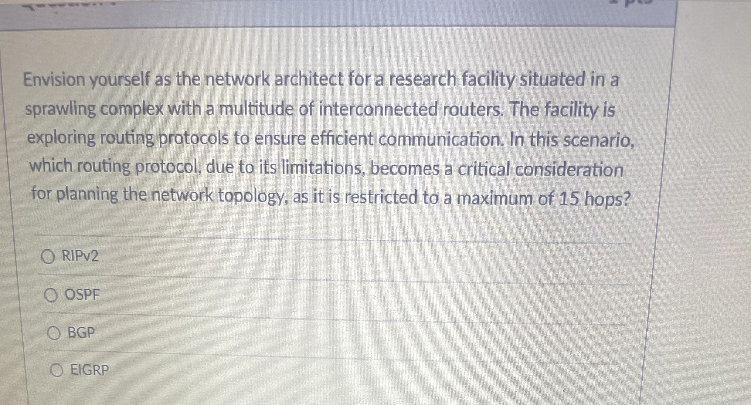 Envision yourself as the network architect for a