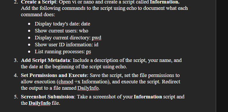 2 . Create a Script: Open vi or nano and create a