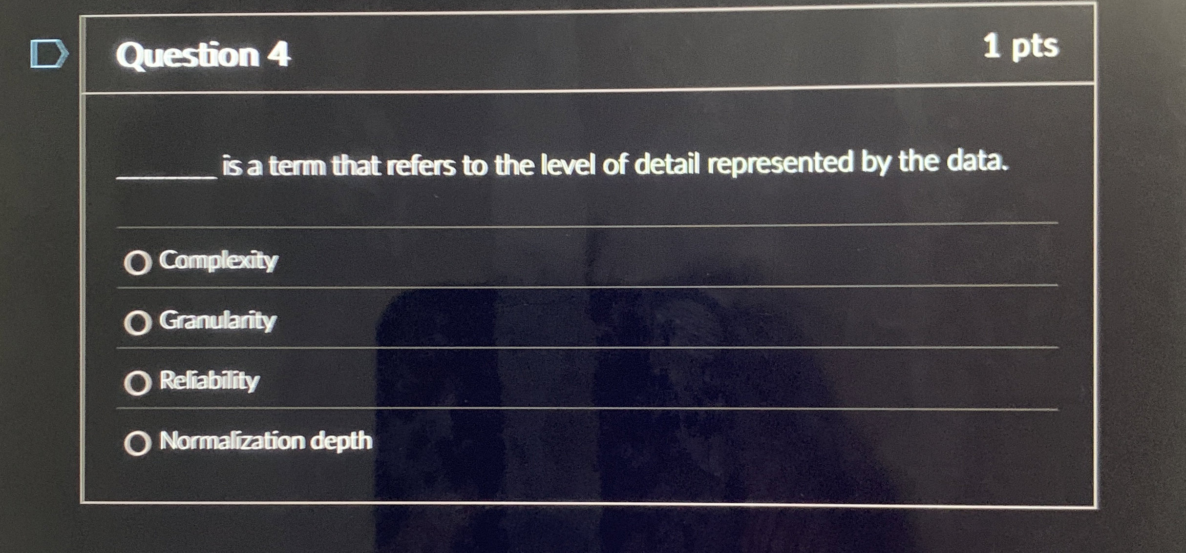 Question 4 is a term that refers to the level of