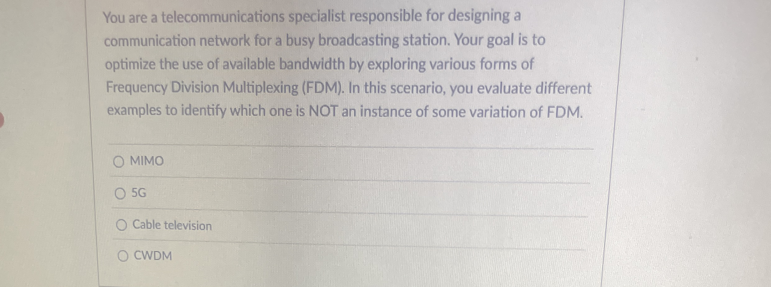 You are a telecommunications specialist