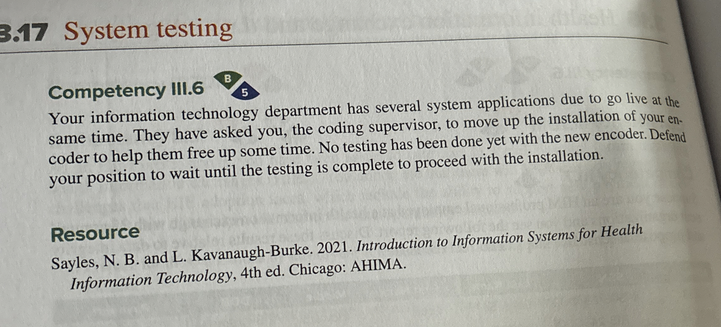 3 . 1 7 System testing Competency III. 6 5 Your