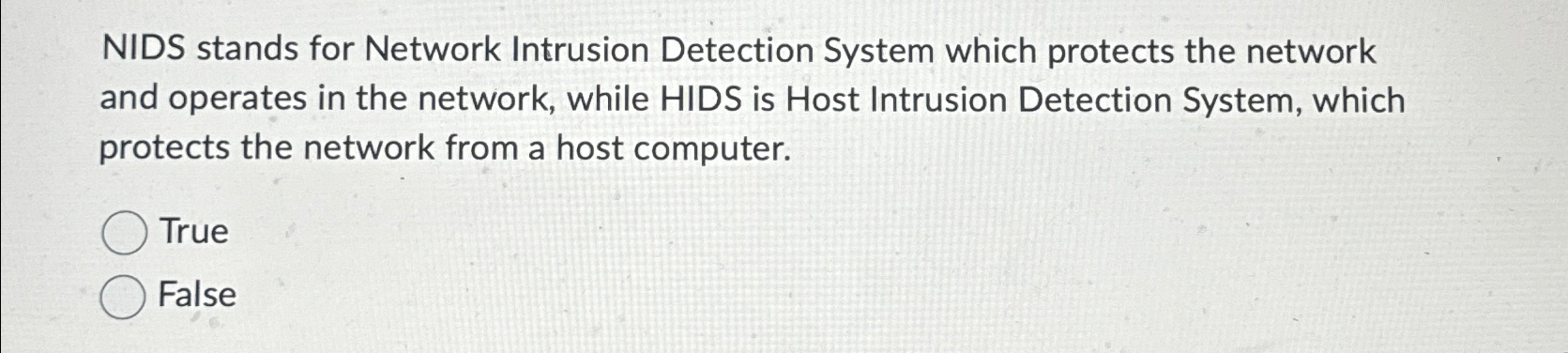 NIDS stands for Network Intrusion Detection