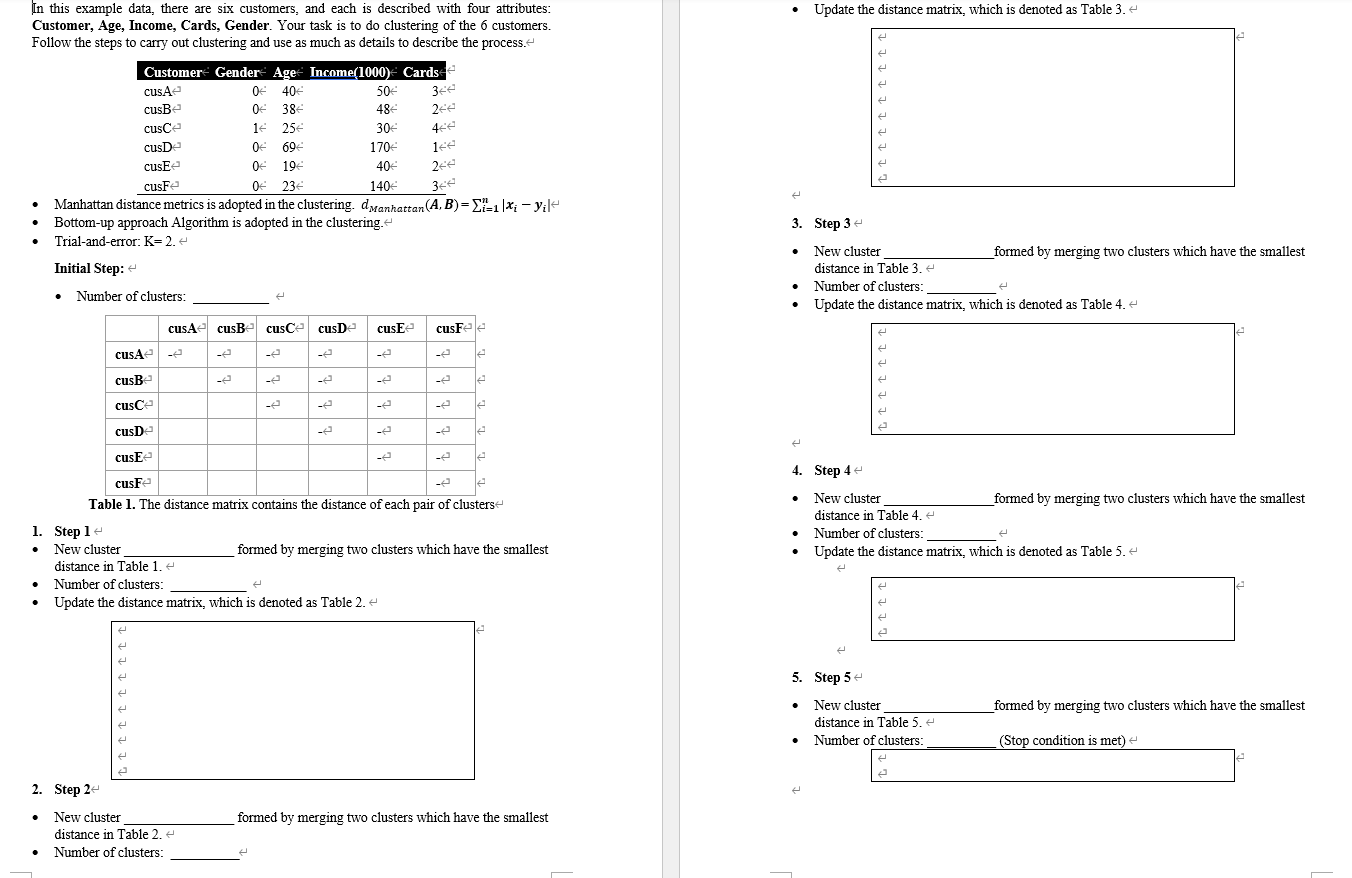 In this example data, there are six customers,