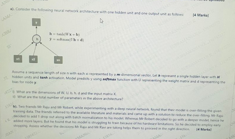 a ) . Consider the following neural network