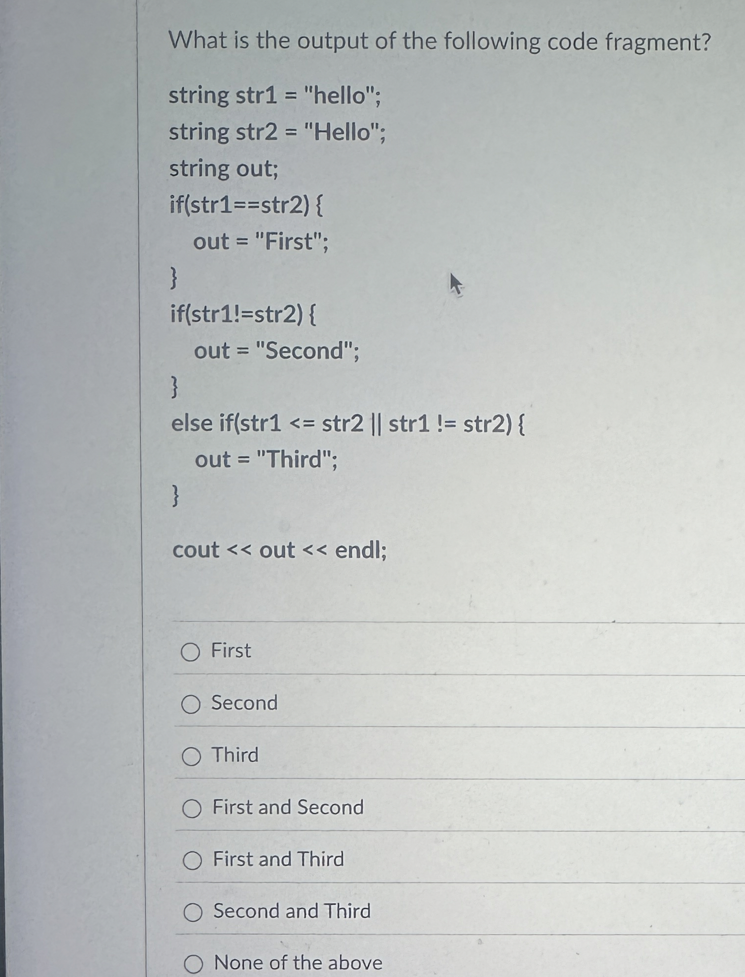 What is the output of the following code