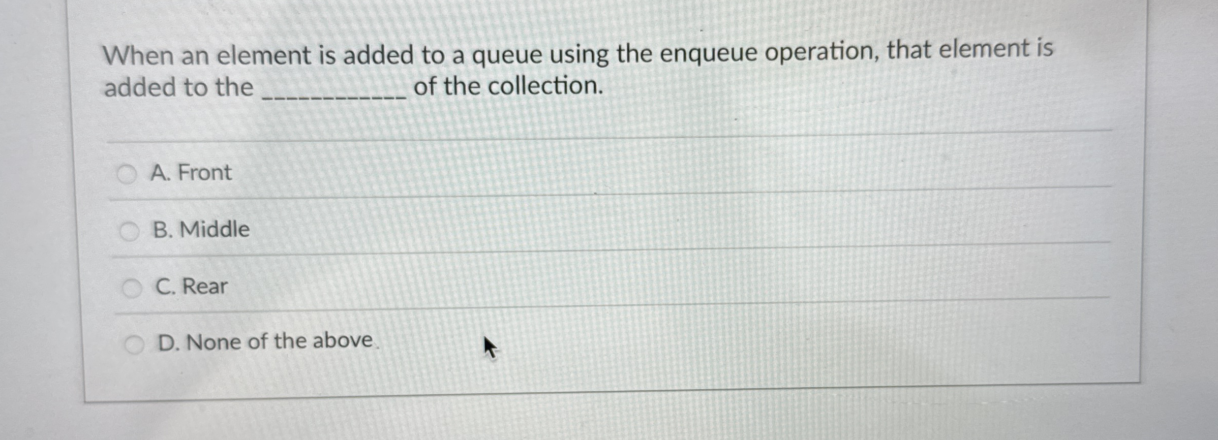When an element is added to a queue using the