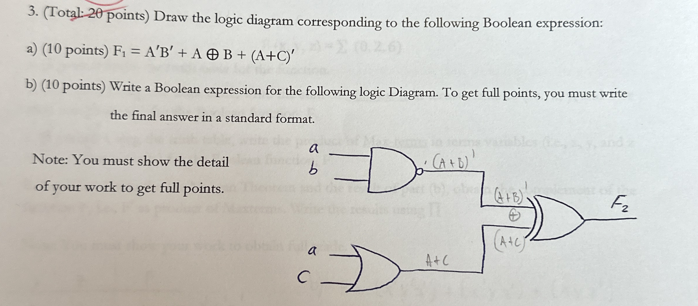 ( Total: 2 0 points ) Draw the logic diagram