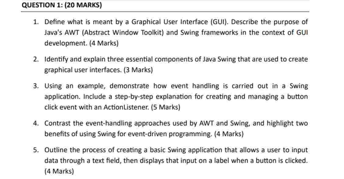 QUESTION 1 : ( 2 0 MARKS ) Define what is meant
