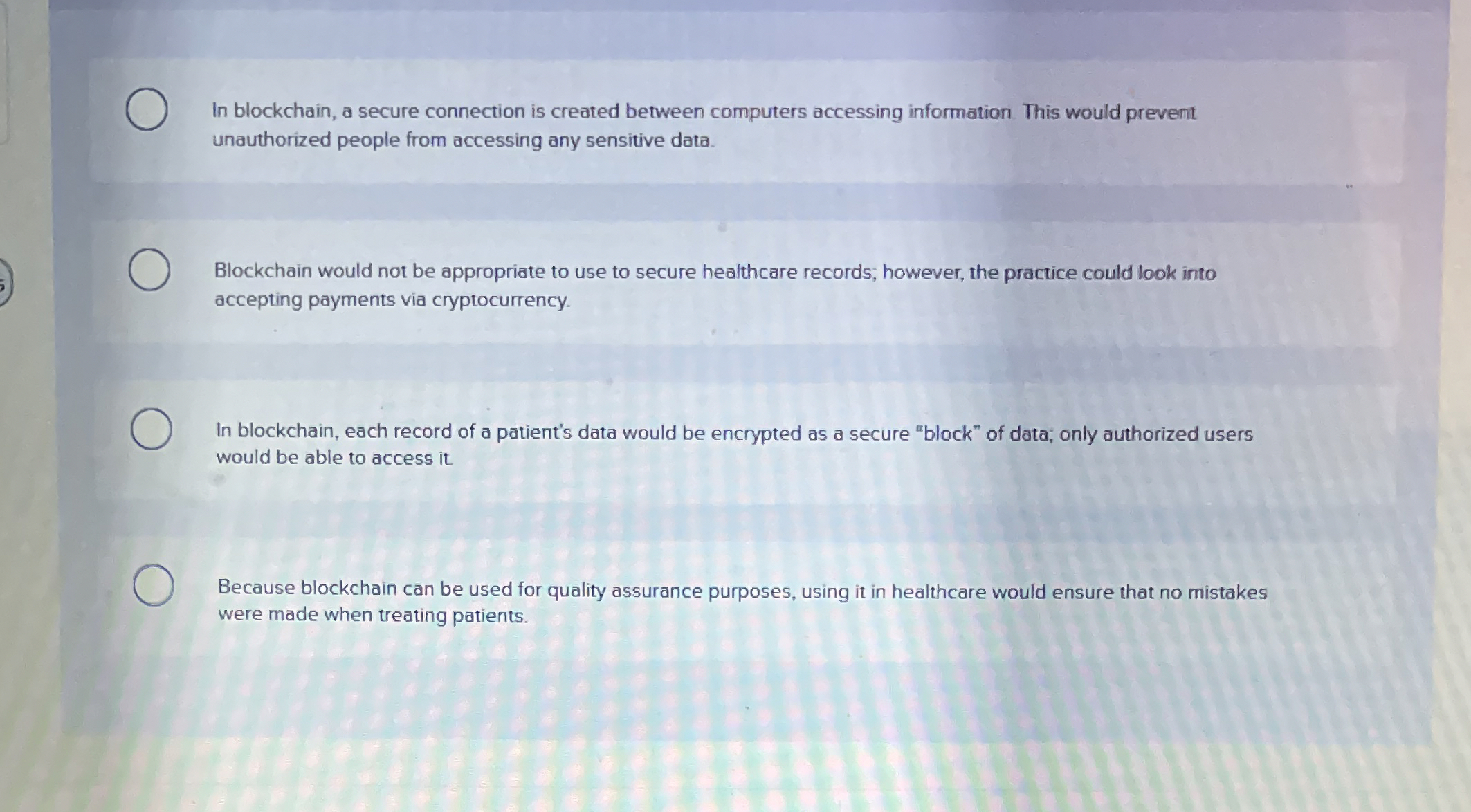 In blockchain, a secure connection is created