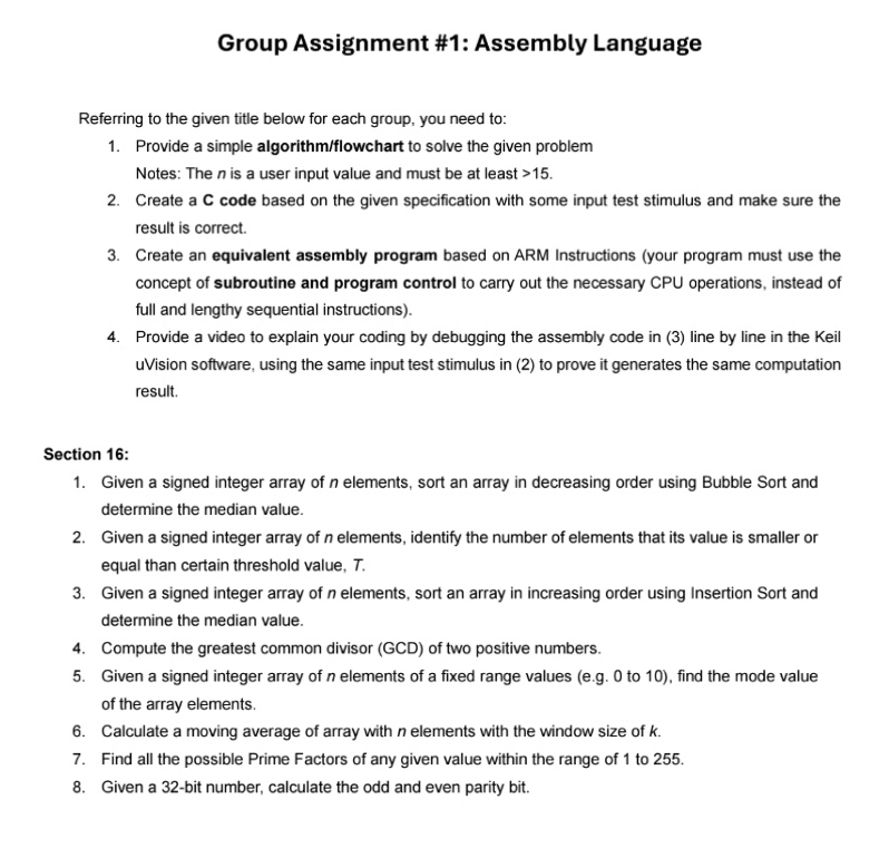 Group Assignment # 1 : Assembly Language