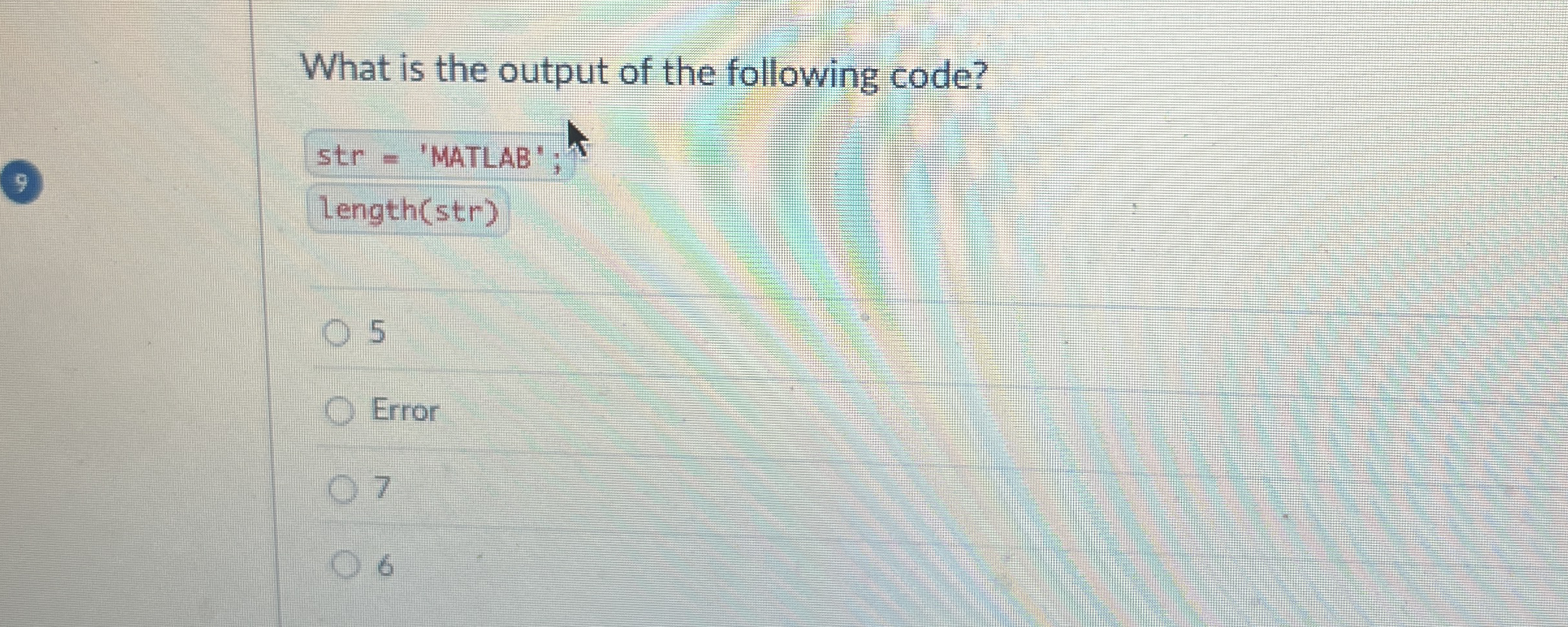 What is the output of the following code? s t r =