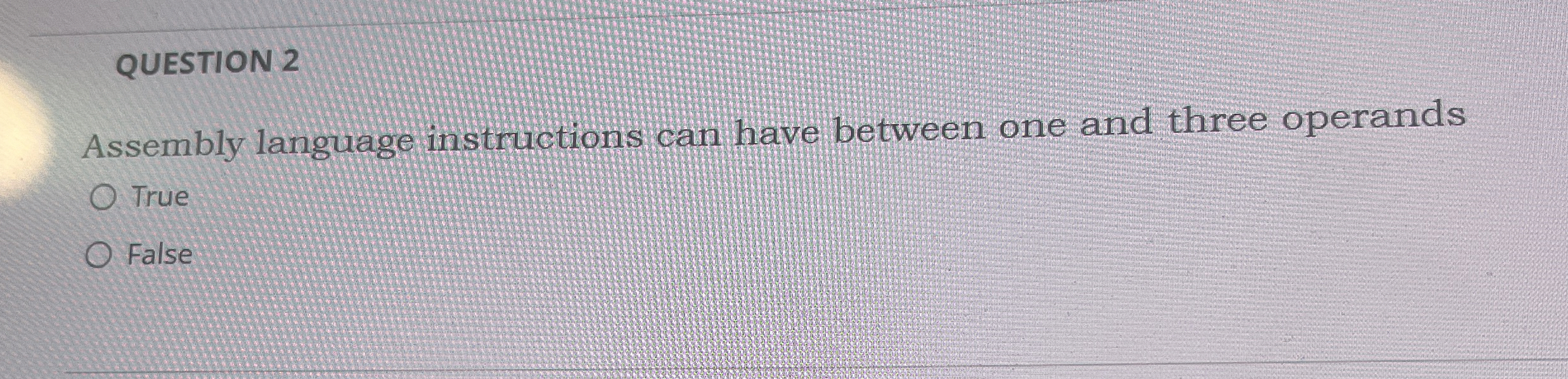 QUESTION 2 Assembly language instructions can