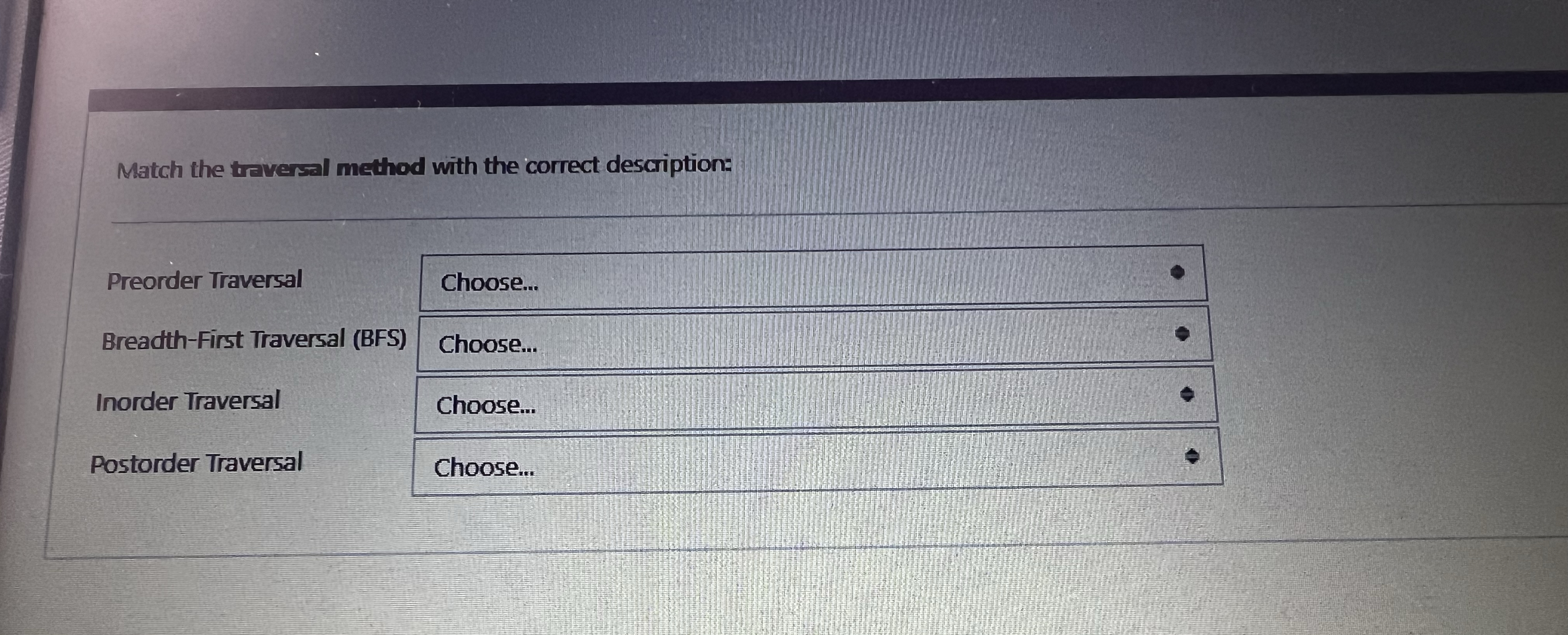 Match the trevesal method with the correct