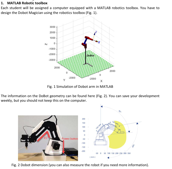 MATLAB Robotic toolbox Each student will be