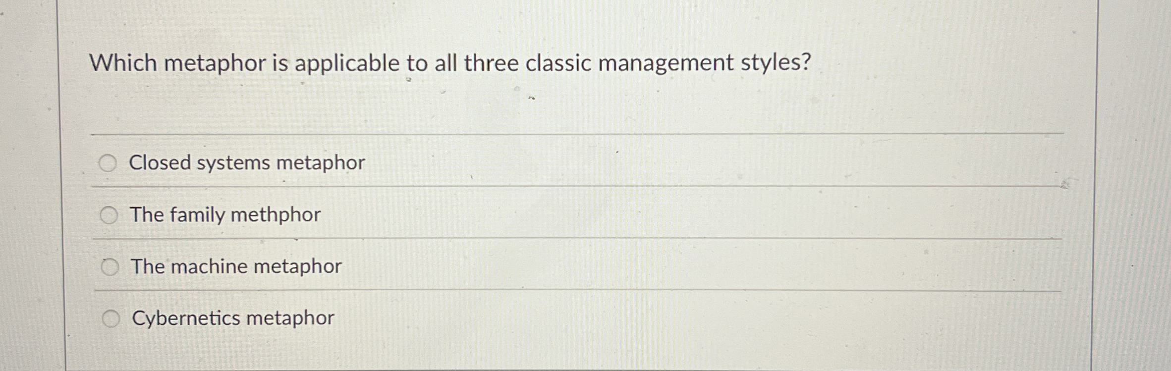 Which metaphor is applicable to all three classic