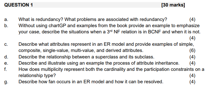 [ 3 0 marks ] a . What is redundancy? What