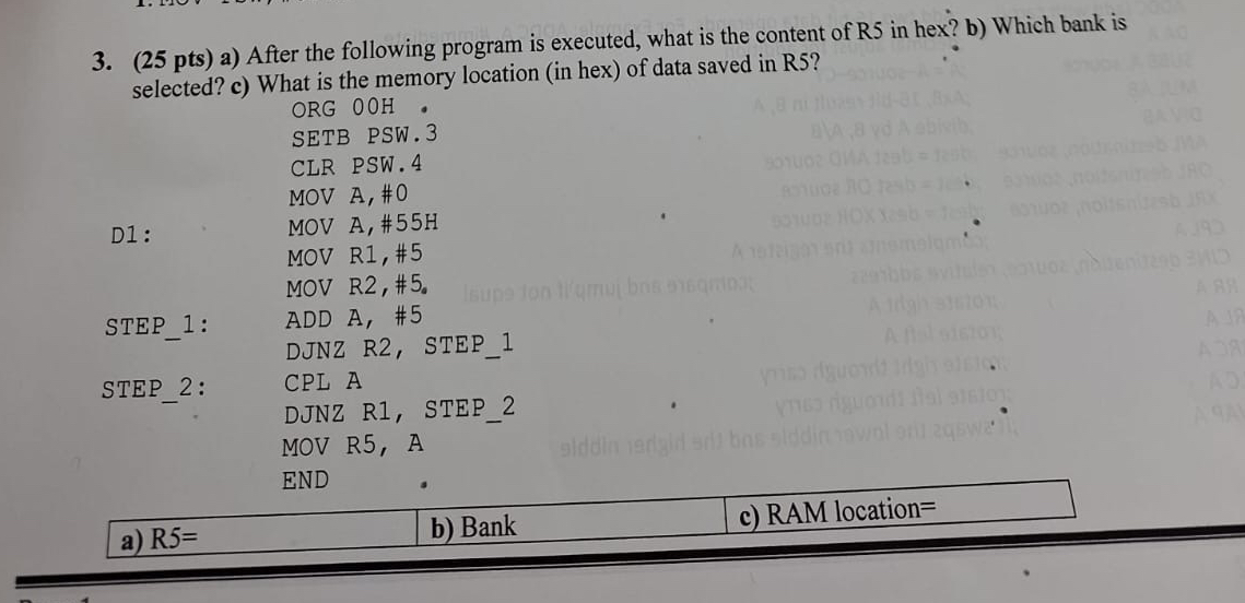 ( 2 5 pts ) a ) After the following program is