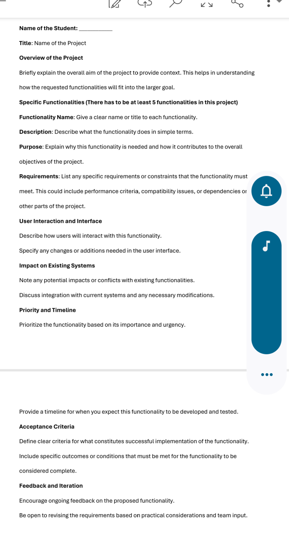 Name of the Student: Title: Name of the Project