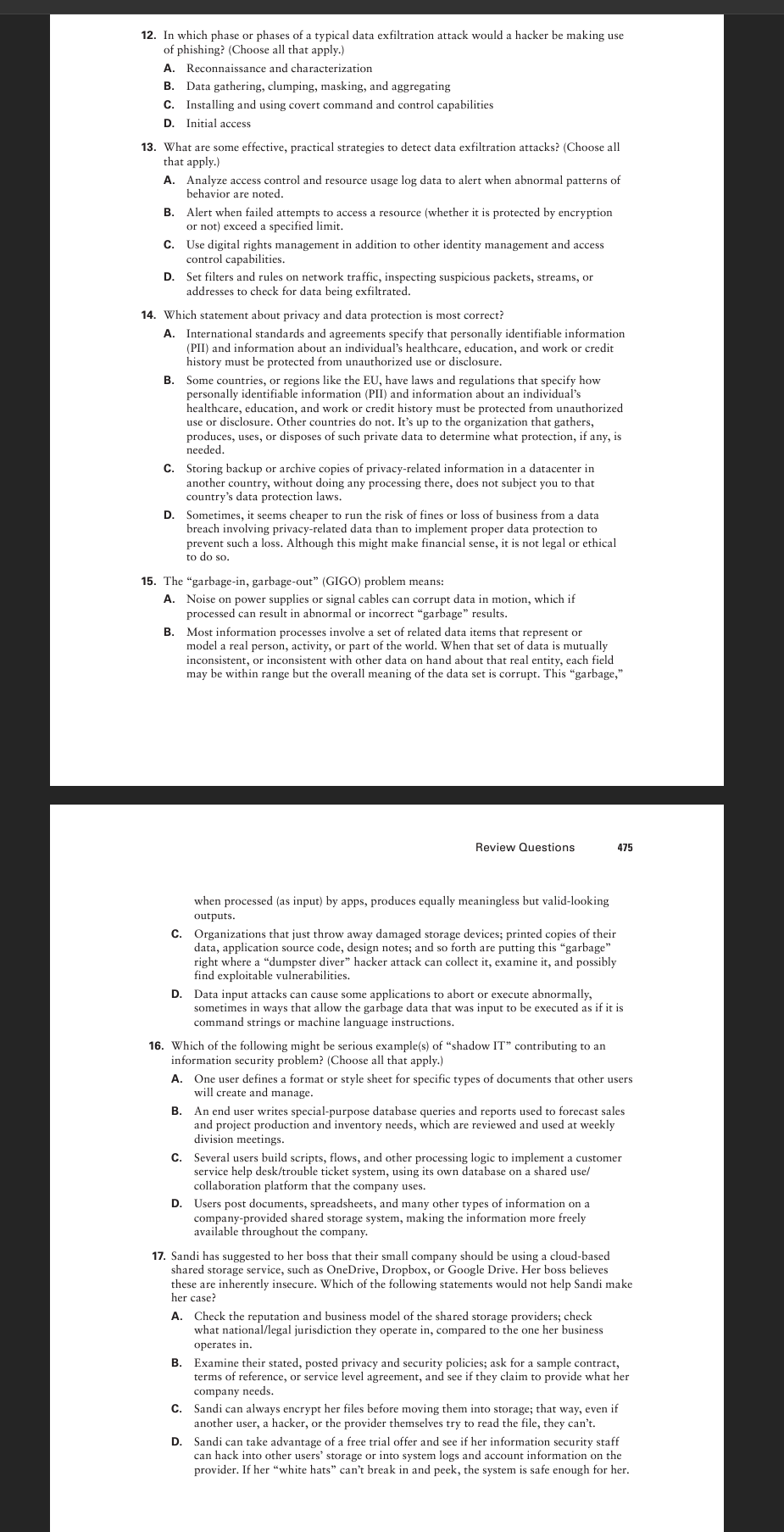 1 2 . In which phase or phases of a typical data