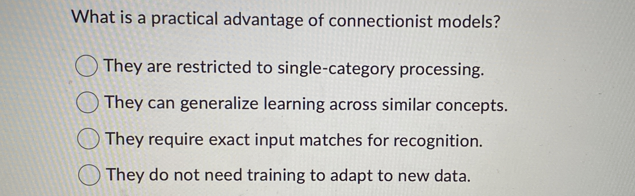 What is a practical advantage of connectionist