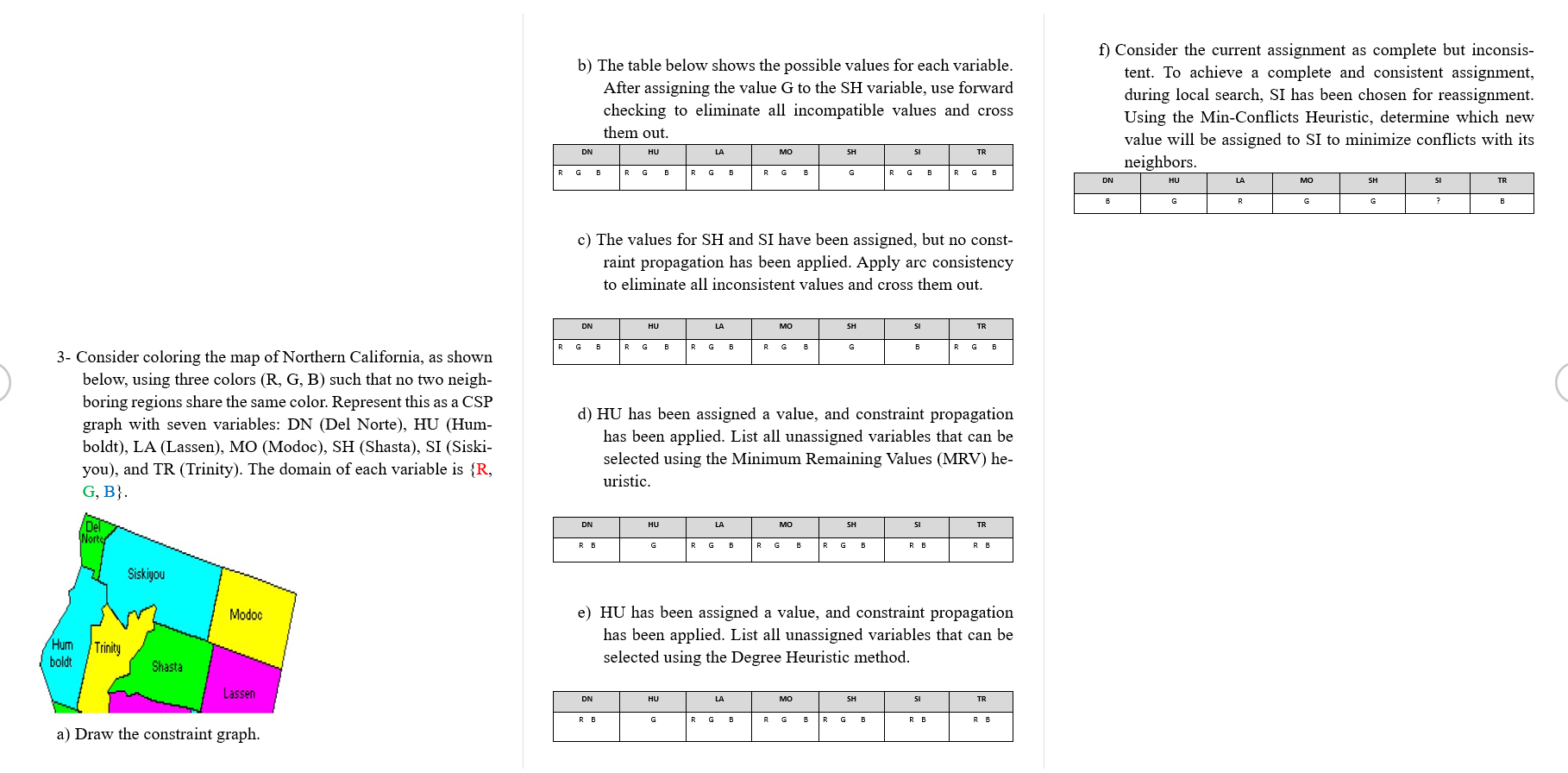 Consider coloring the map of Northern California,