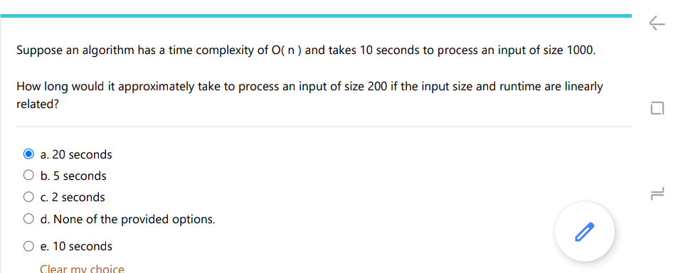 Suppose an algorithm has a time complexity of \ (