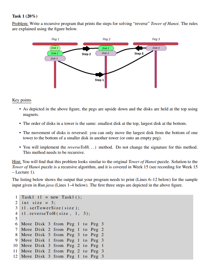 Task 1 ( 2 0 \ % ) Problem: Write a recursive