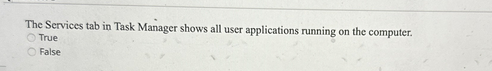 The Services tab in Task Manager shows all user