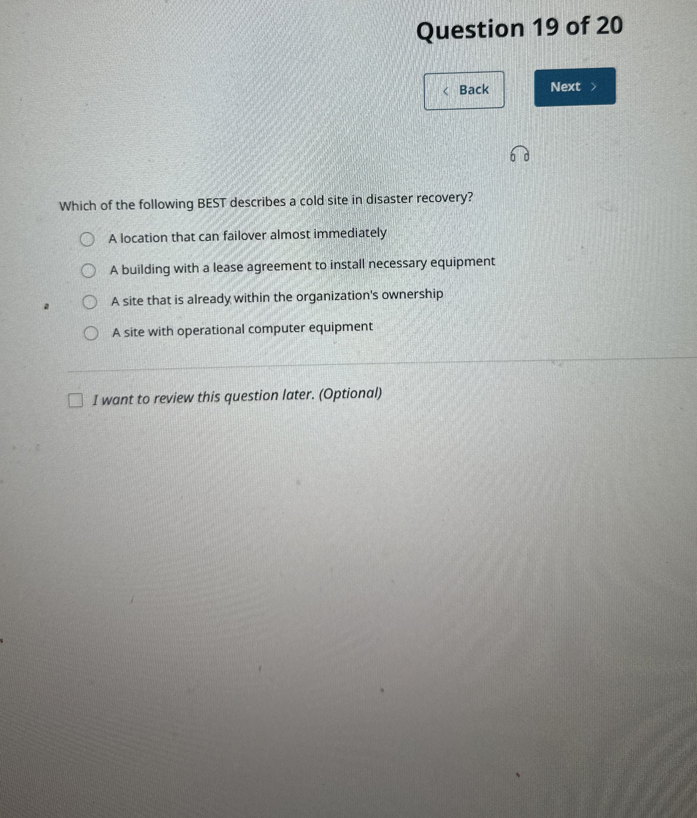Question 1 9 of 2 0 Back 6 0 Which of the