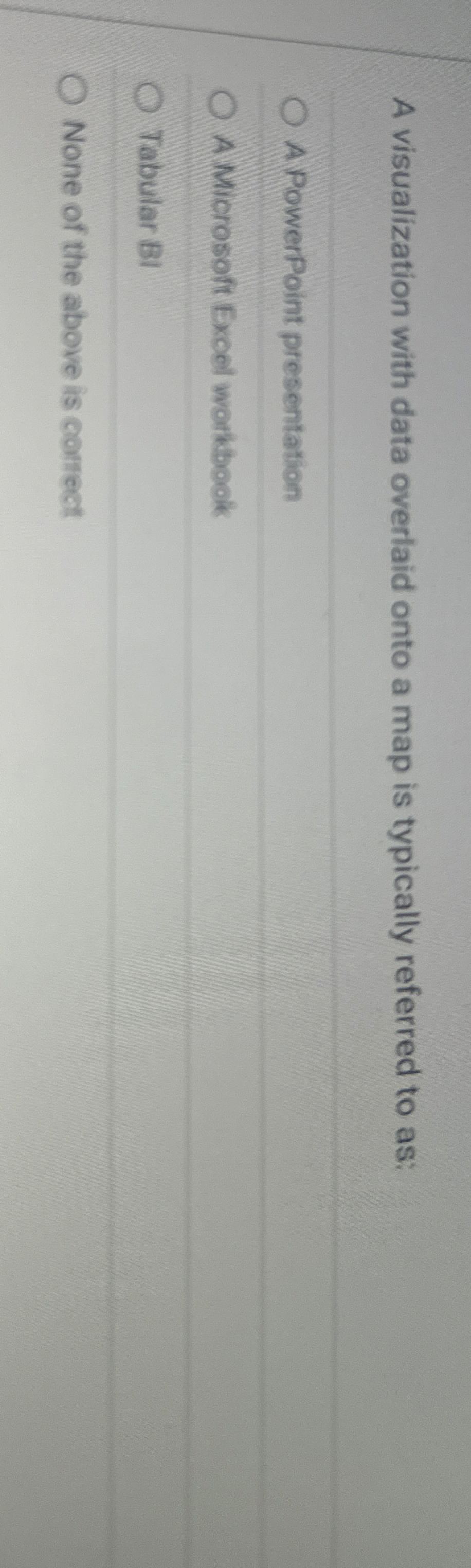 A visualization with data overlaid onto a map is