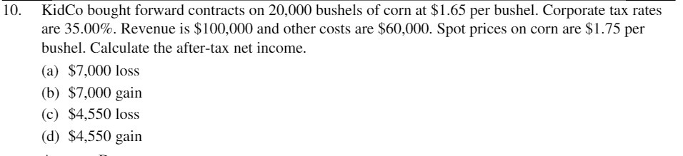 10. KidCo bought forward contracts on 20,000