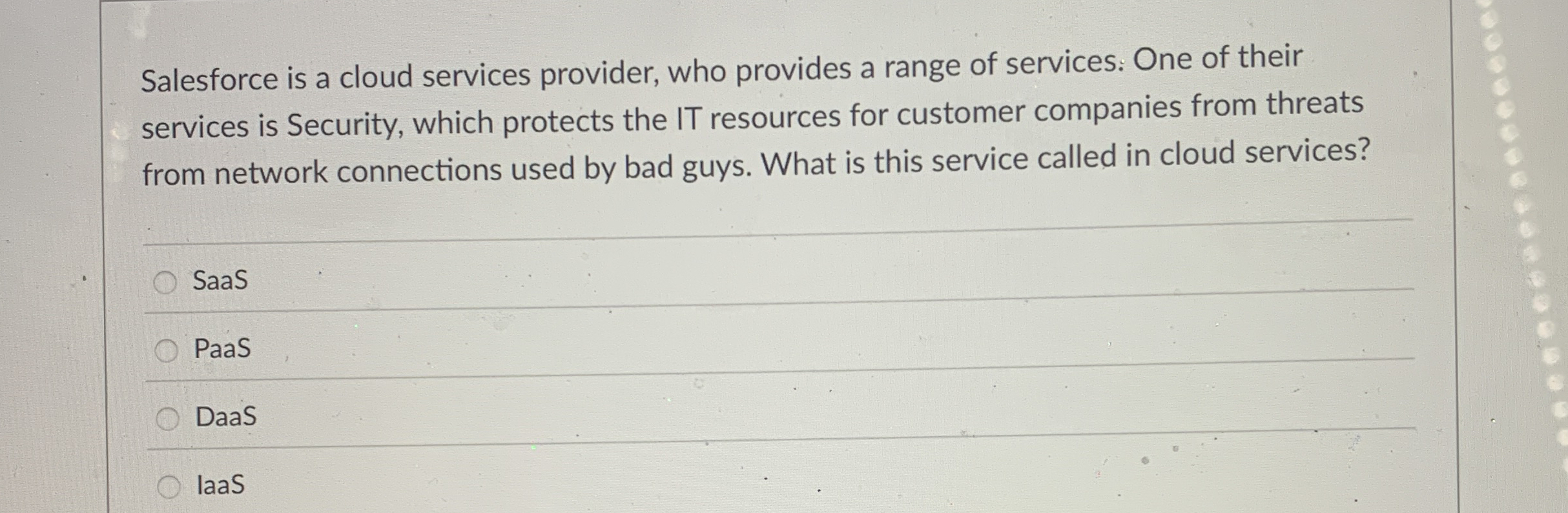 Salesforce is a cloud services provider, who