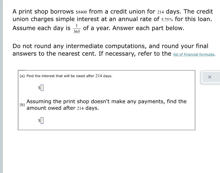 A print shop borrows $34-30 from a credit union