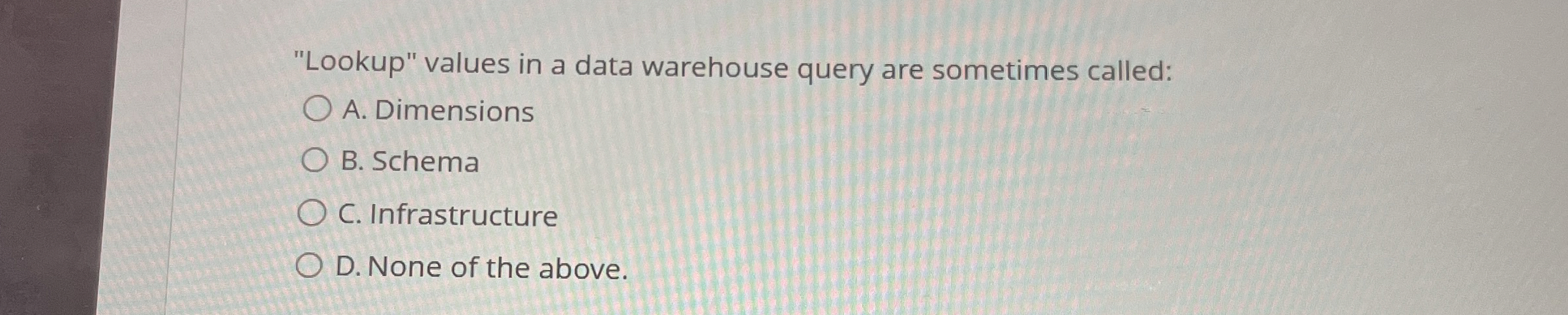 "Lookup" values in a data warehouse query are