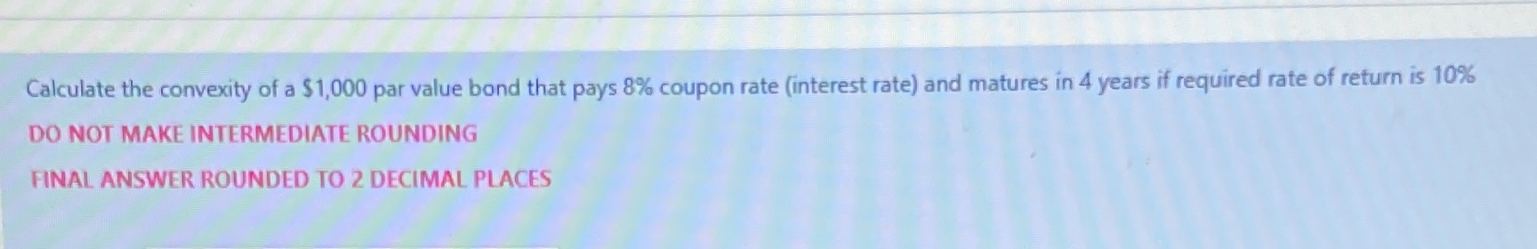 Calculate the convexity of a $1,000 par value