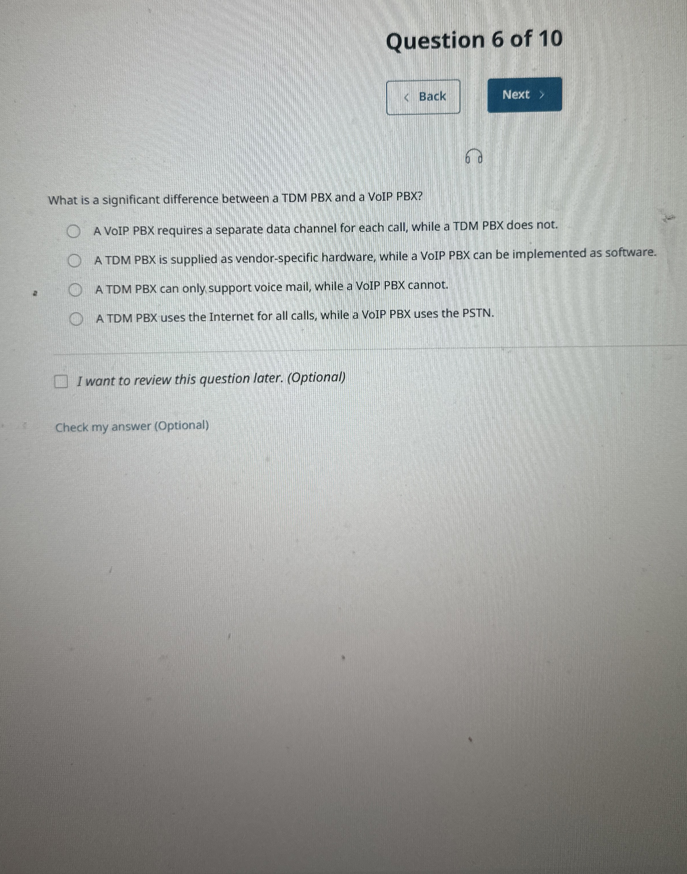 Question 6 of 1 0 Back Next 6 What is a