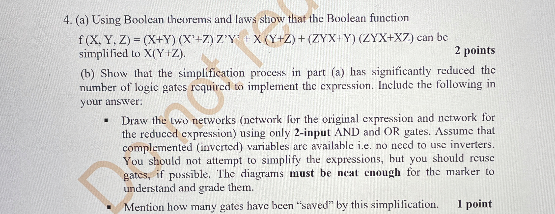 ( a ) Using Boolean theorems and laws show that